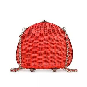NWT Patricia Nash Melfi Oval Clam Bag In the Color Papaya & Silver Hardware